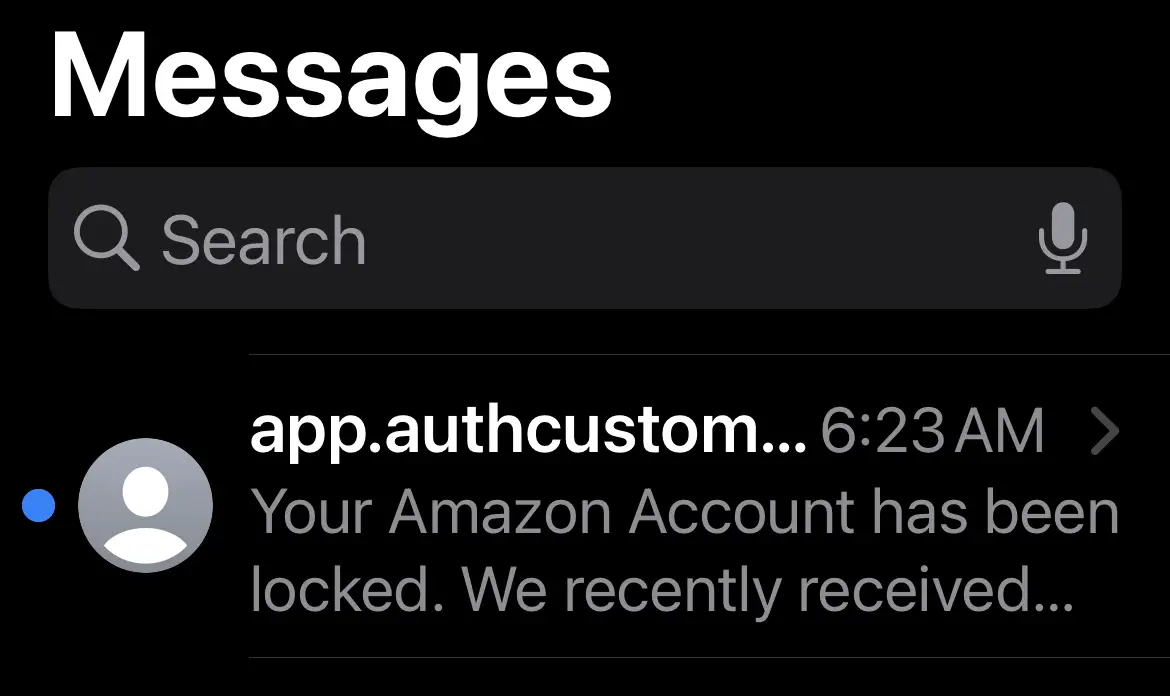 Amazon SMS Fake Message