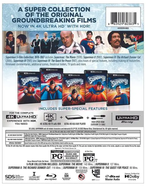 Superman 5-Film Collection 4k Blu-ray specs
