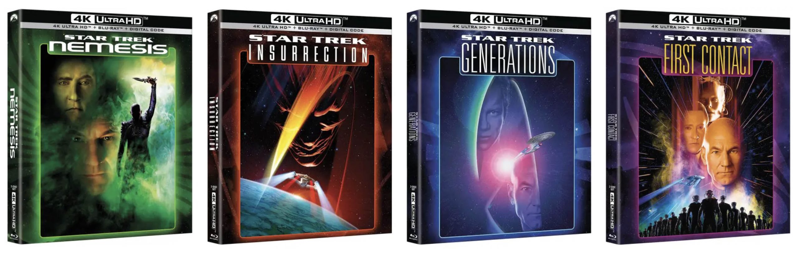 Star Trek: Generations (1994), Star Trek: First Contact (1996), Star Trek: Insurrection (1998), Star Trek: Nemesis (2002) 4k Blu-ray