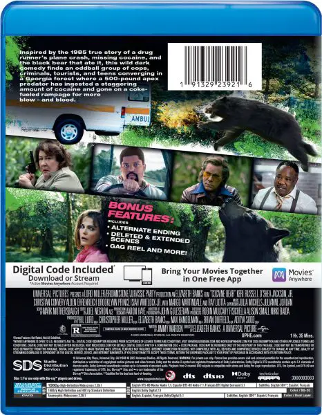 Cocaine Bear Blu-ray specs