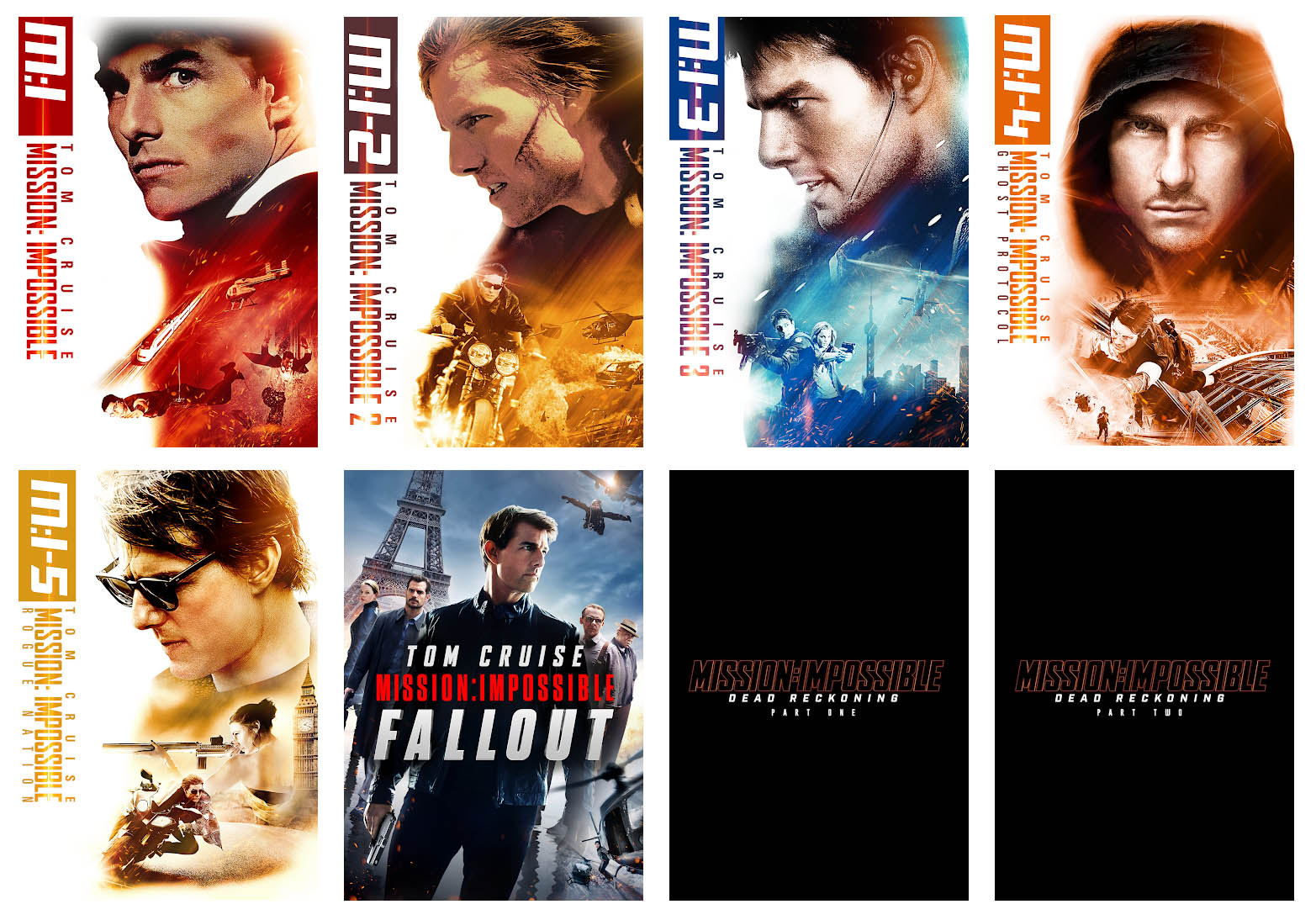 Mission: Impossible films poster grid