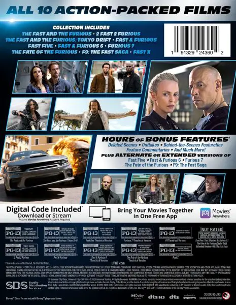 Fast & Furious 10-Movie Collection Blu-ray specs