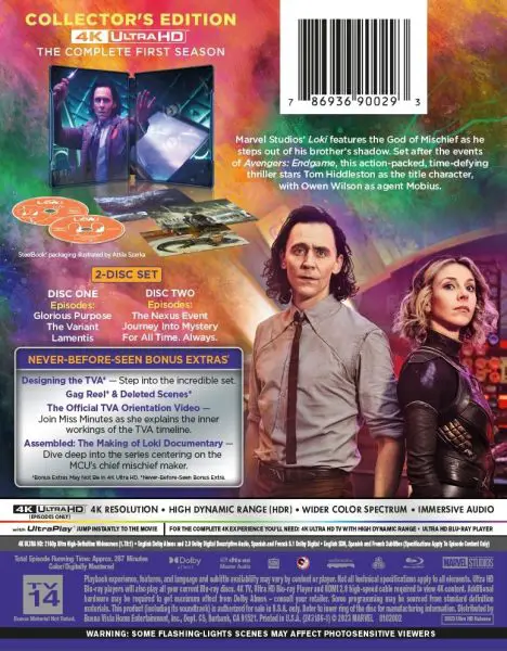 Loki: The Complete First Season 4k Blu-ray specs