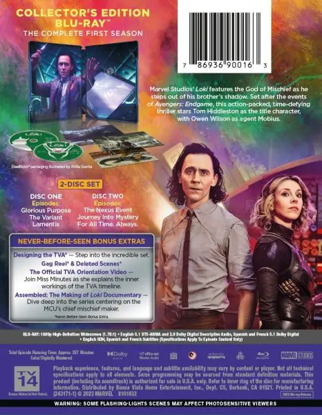 Loki: The Complete First Season Blu-ray specs