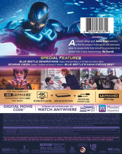 Blue Beetle (2023) 4k Blu-ray specs