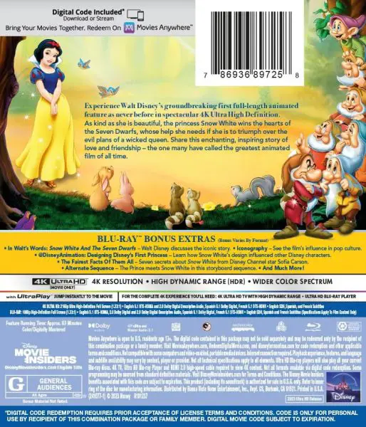 Snow White and the Seven Dwarfs (1937) 4k Blu-ray