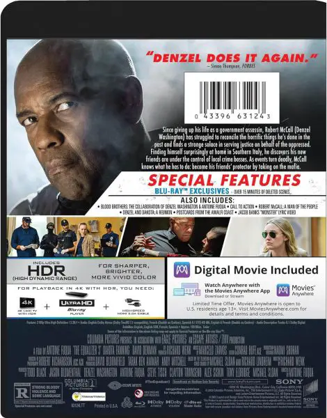 The Equalizer 3 4k Blu-ray specs