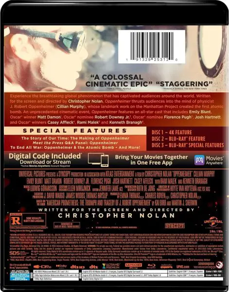 Oppenheimer 4k Blu-ray specs