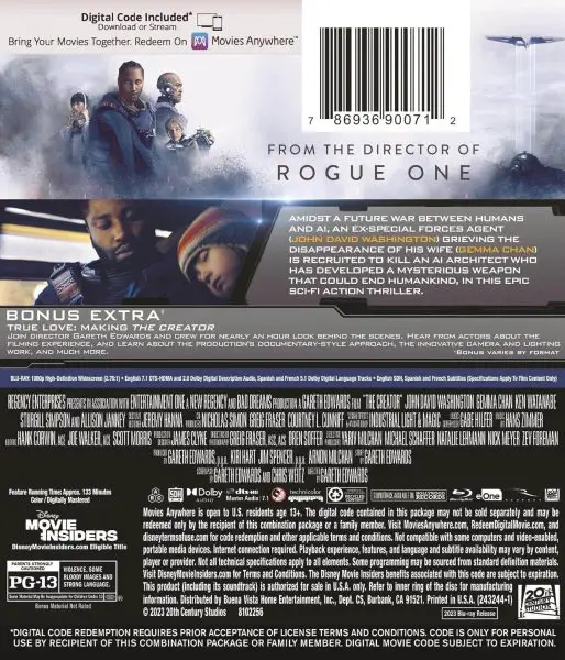 The Creator (2023) Blu-ray specs