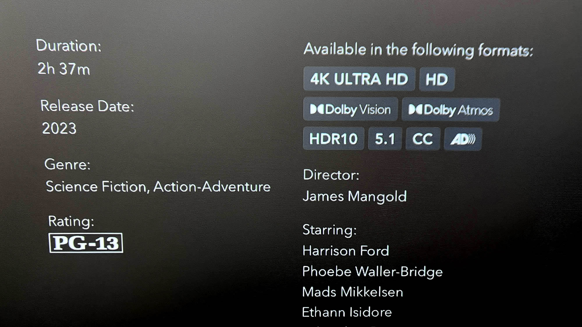 Indiana Jones and the Dial of Destiny Disney Plus Apple TV Description