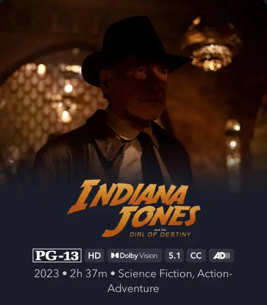 Indiana Jones and the Dial of Destiny on Disney Plus shows Dolby Vision on Apple iPhone app