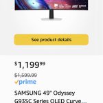 Samsung 49 Odyssey G93SC Series OLED Curved Gaming Monitor Ad