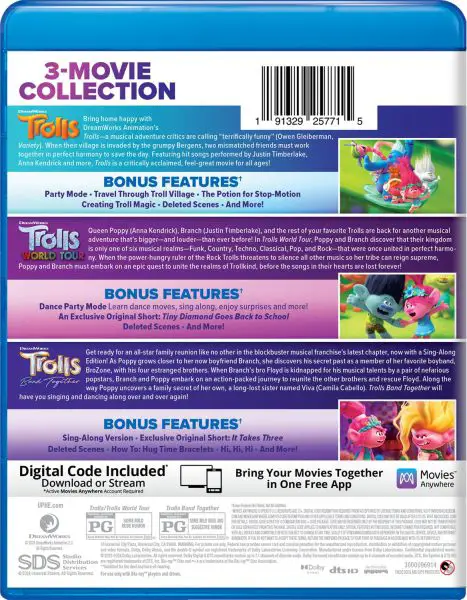Trolls 3-Movie Collection Blu-ray specs