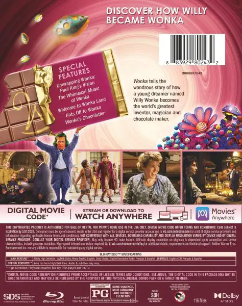 Wonka Blu-ray specs