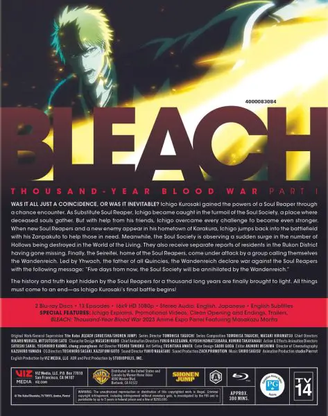 Bleach - Thousand-Year Blood War Part 1 Blu-ray angle specs