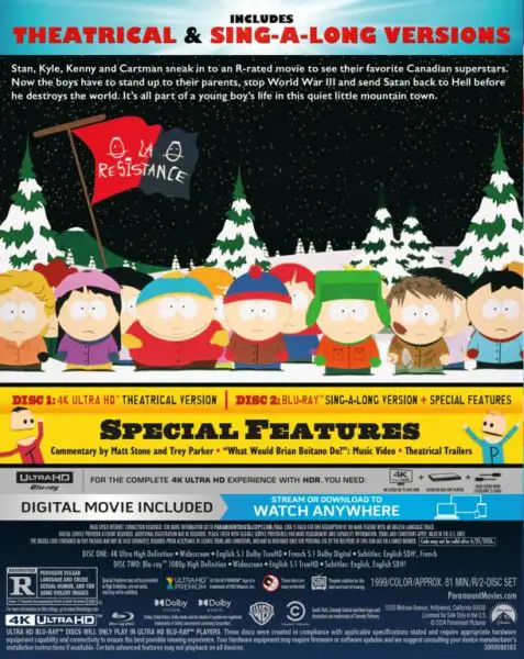 South Park- Bigger, Longer & Uncut 1999 4k Blu-ray specs