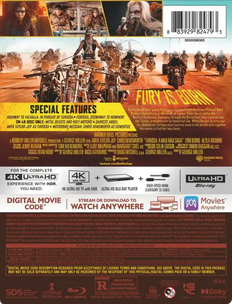 Furiosa- A Mad Max Saga 4k Blu-ray specs