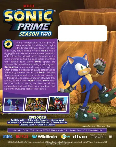 Sonic Prime - Season Two Blu-ray specs