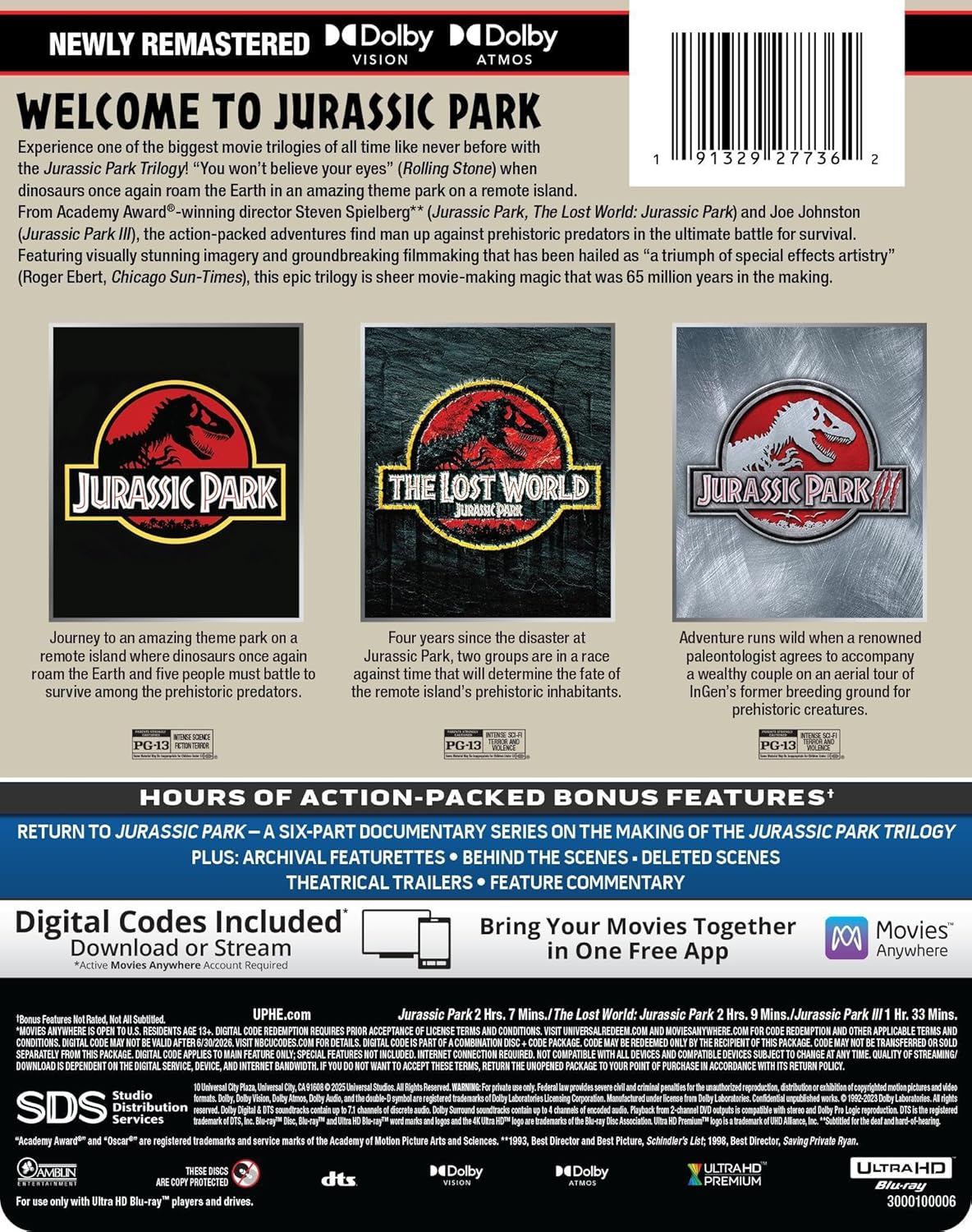 Jurassic Park Trilogy Limited Edition SteelBook specs