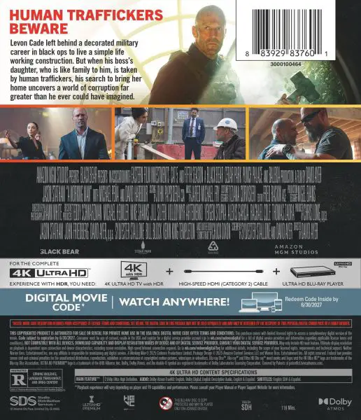A Working Man (2025) 4k Blu-ray specs