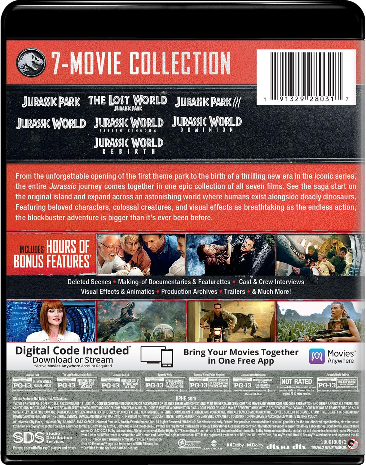Jurassic World 7 Movie Collection 4k UHD Digital specs