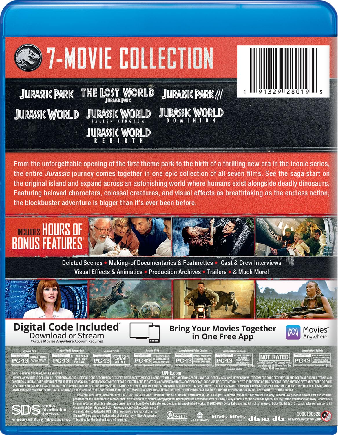 Jurassic World 7 Movie Collection Blu-ray Digital specs