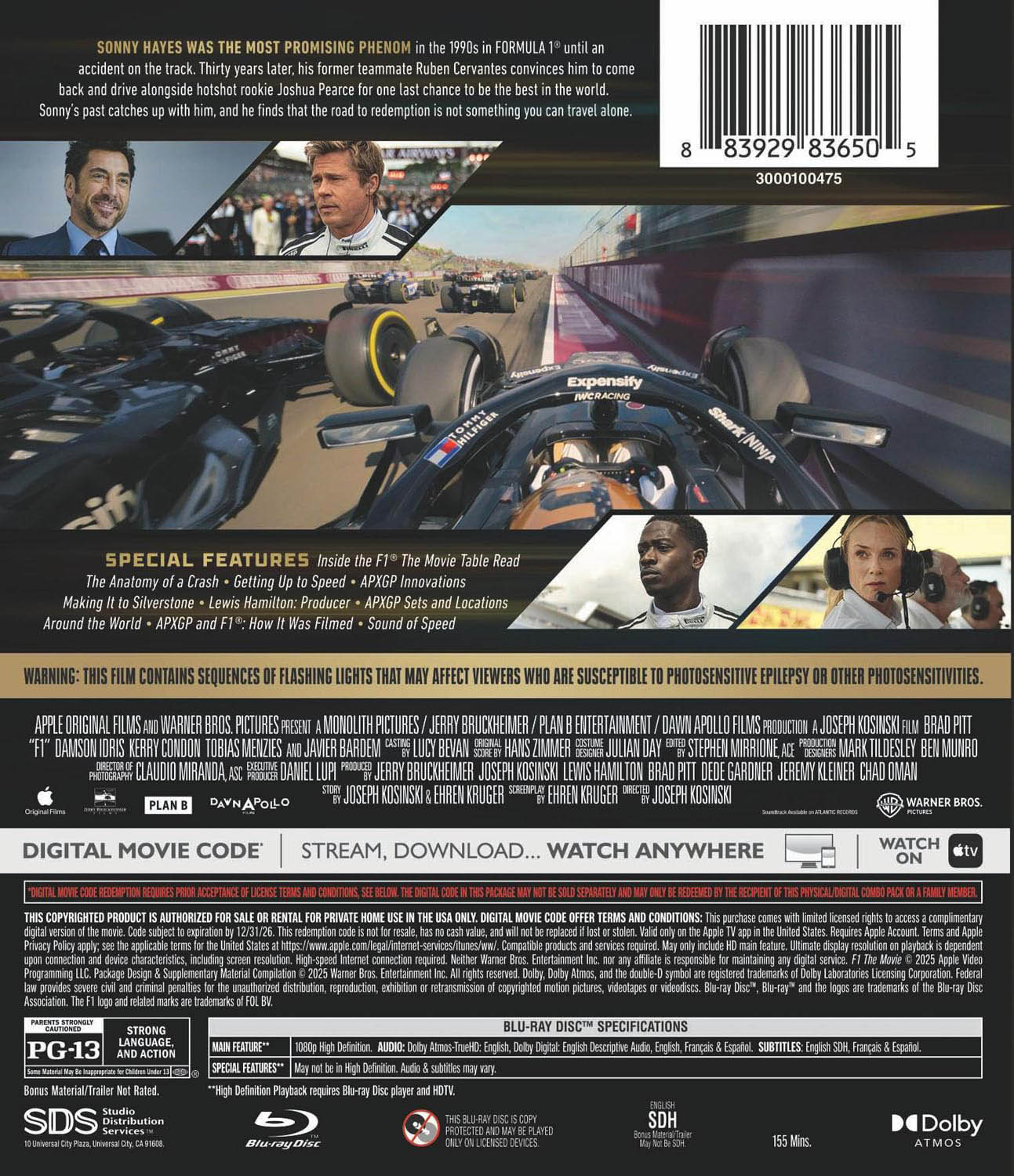 F1: The Movie Blu-ray Digital specs