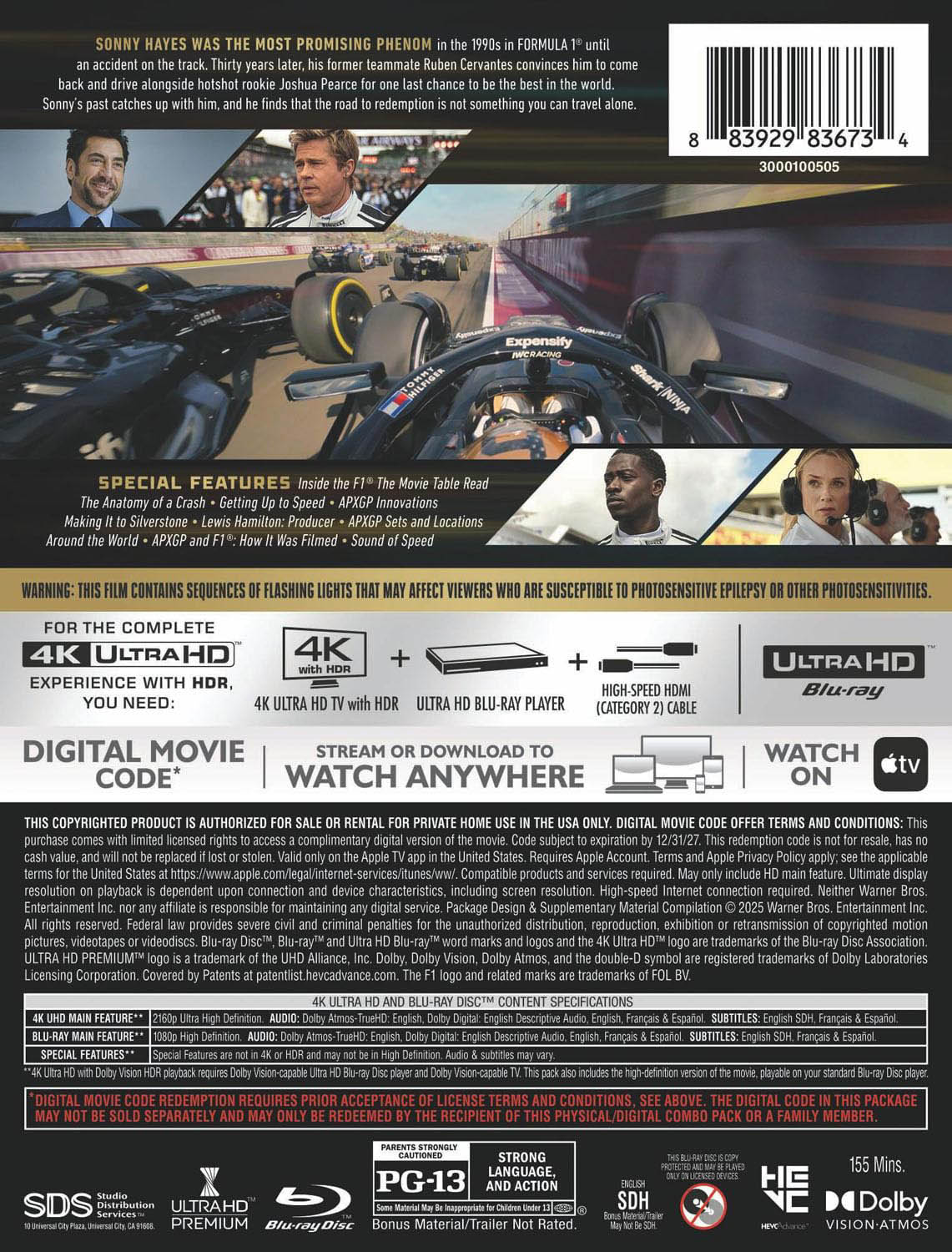 F1- The Movie 4k specs