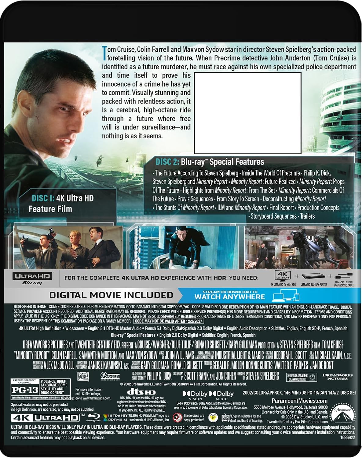 Minority Report 4k UHD specs