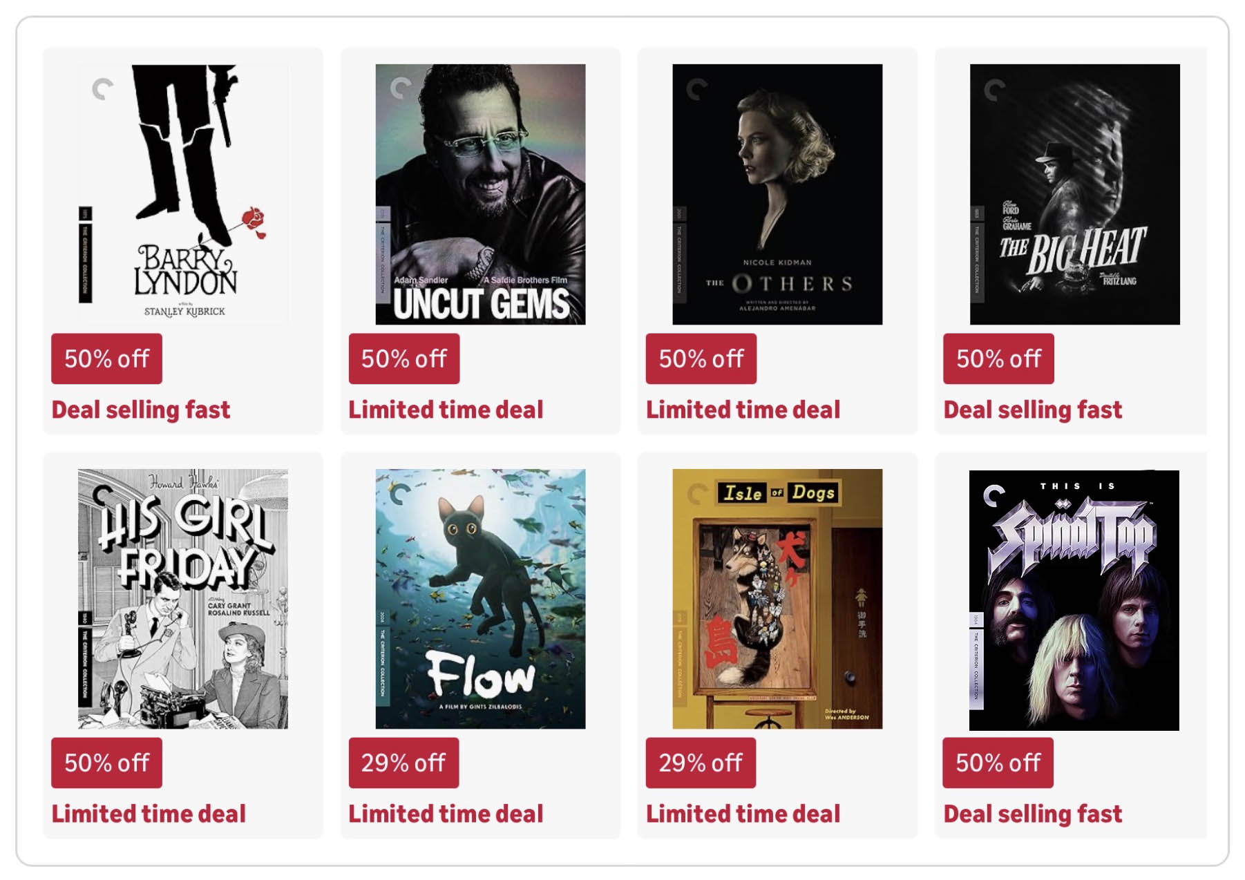 criterion collection 50% off