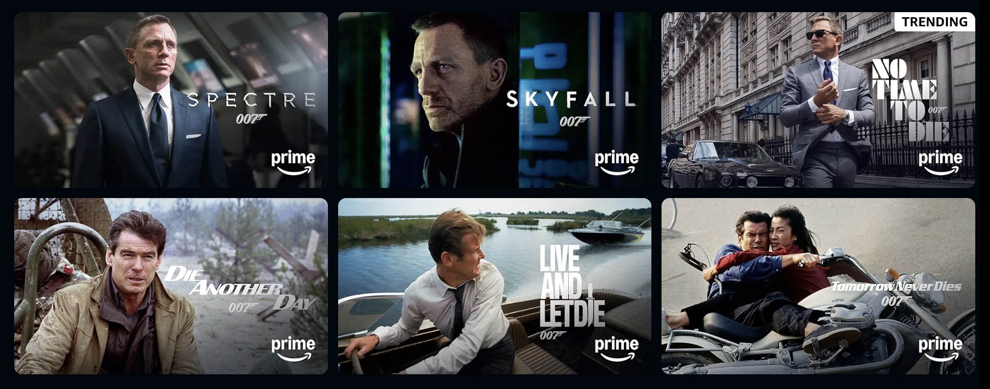 James Bond films on Prime Video