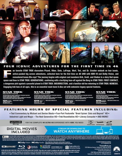 Star Trek- The Next Generation 4-Movie Collection 4k UHD BD Digital specs
