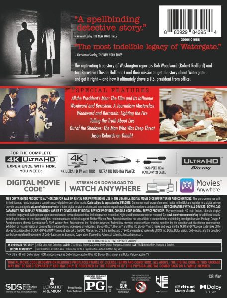 All the Presidents Men 1976 4k UHD specs