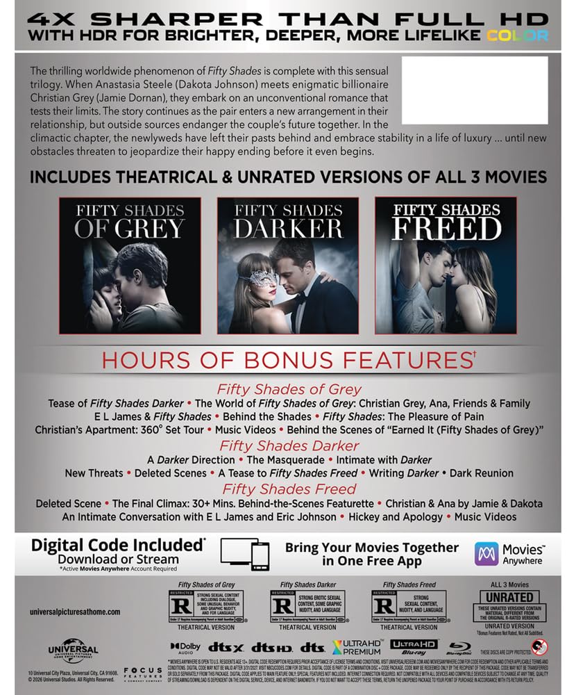 Fifty Shades: 3-Movie Collection 4K UHD Digital specs