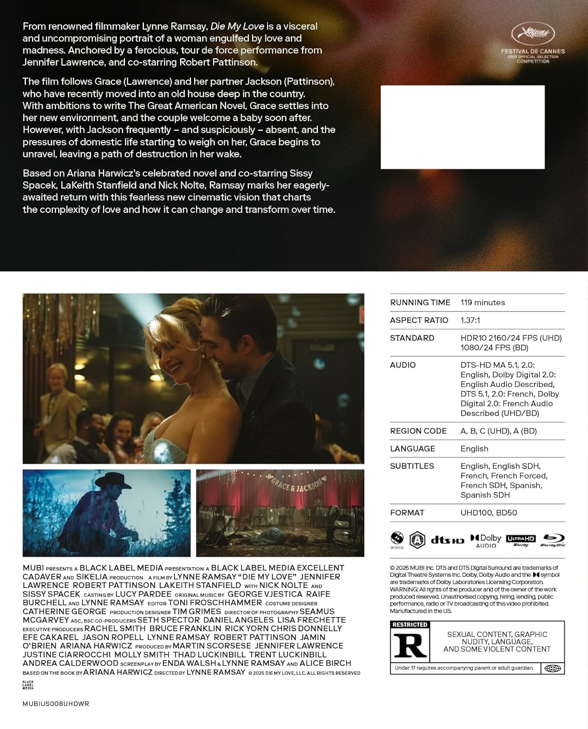 Die My Love (2025) 4k Blu-ray specs