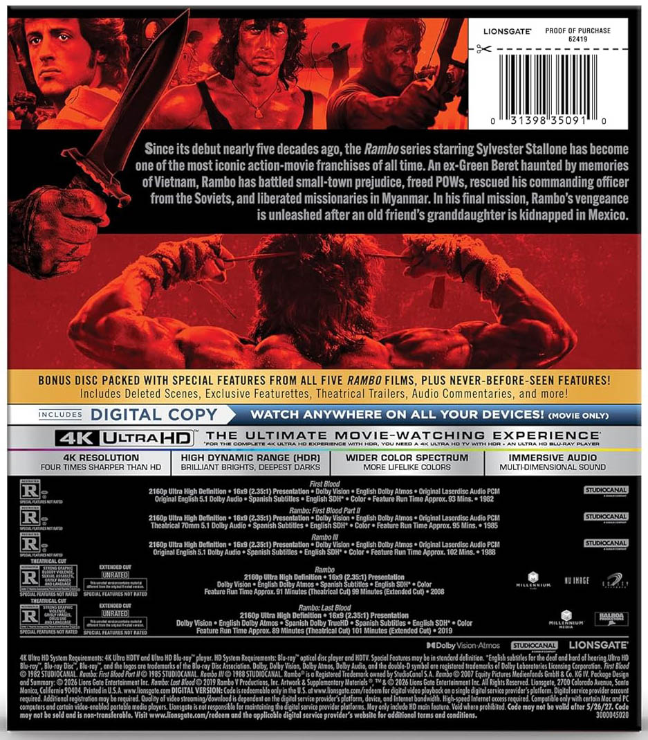 Rambo 5-Film Collection Amazon Exclusive specs