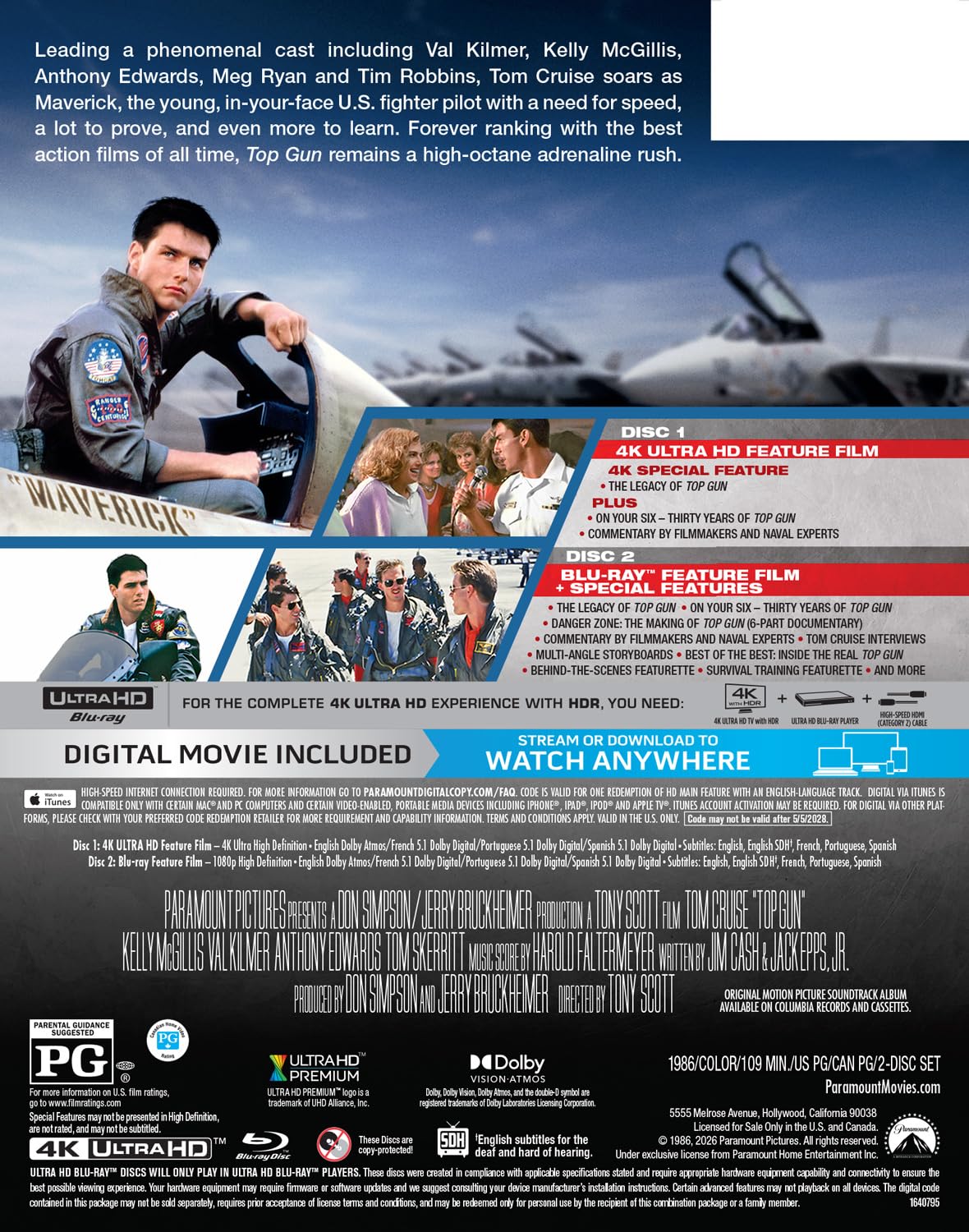 Top Gun (1986) 4k UHD specs