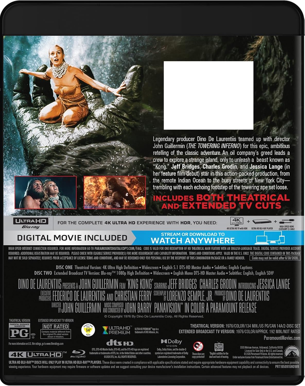 King Kong 1976 50th Anniv 4k UHD specs