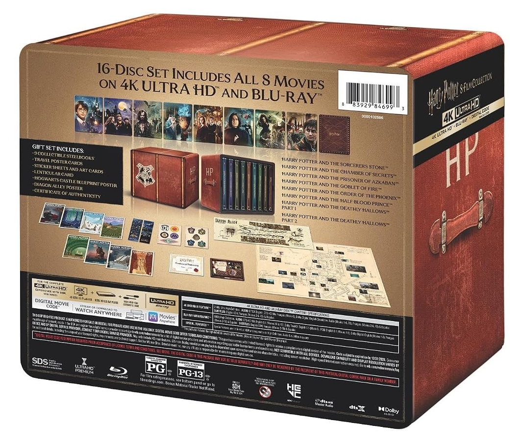 Harry Potter 8-Film Steelbook Library Case Amazon Exclusive case specs