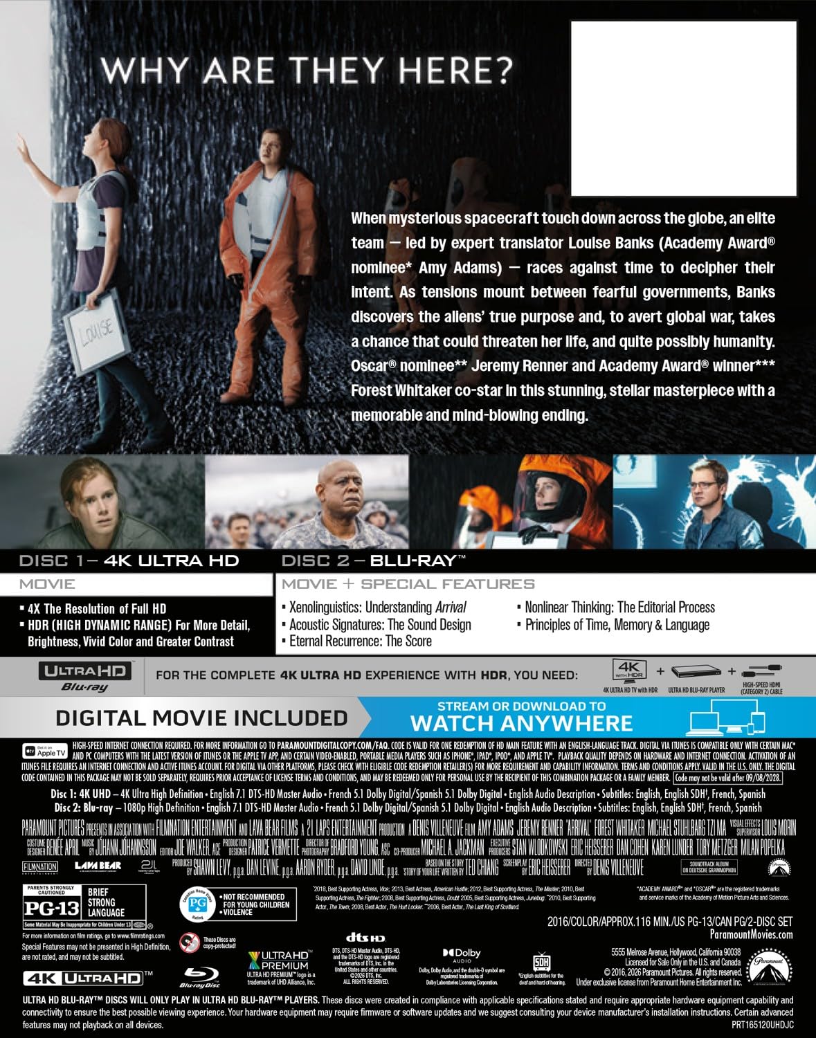 Arrival (2016) 4k SteelBook specs