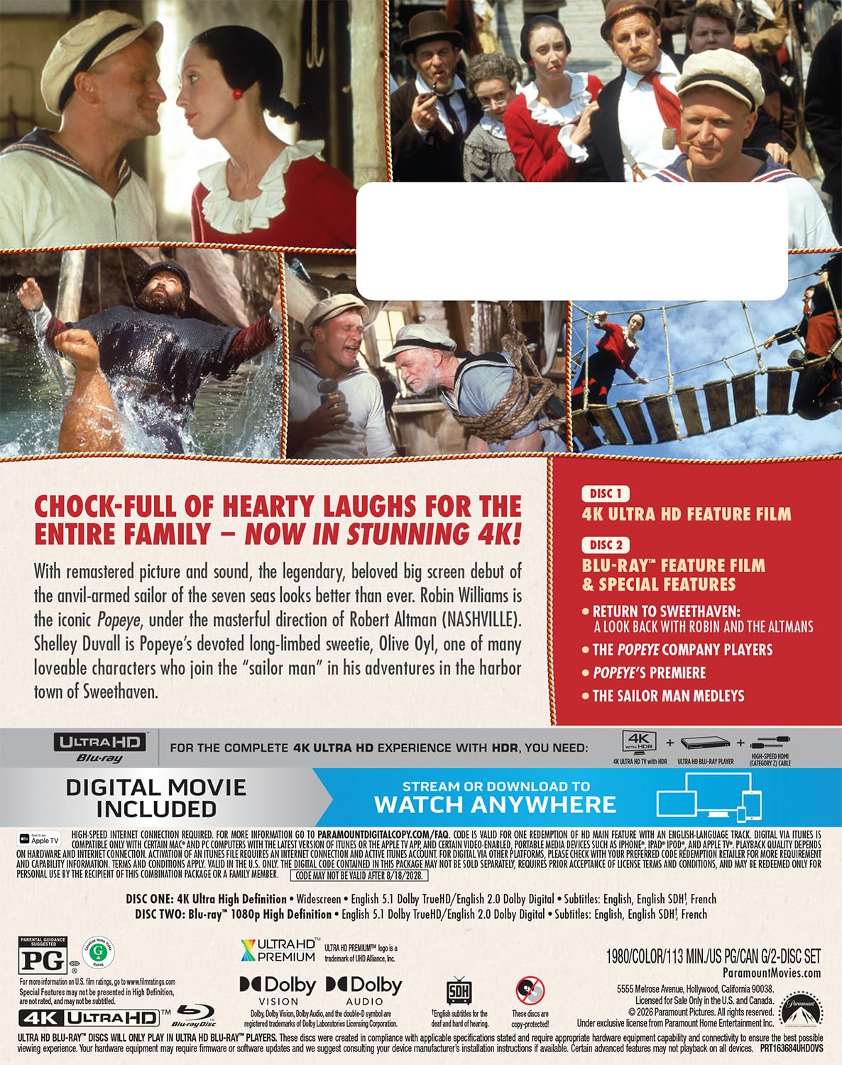 Popeye 1980 4k UHD specs