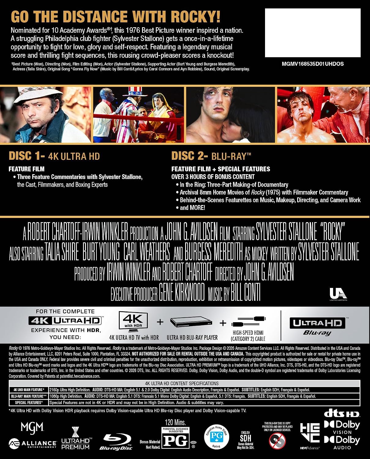 Rocky (1976) 50th Anniversary 4k UHD BD SteelBook specs