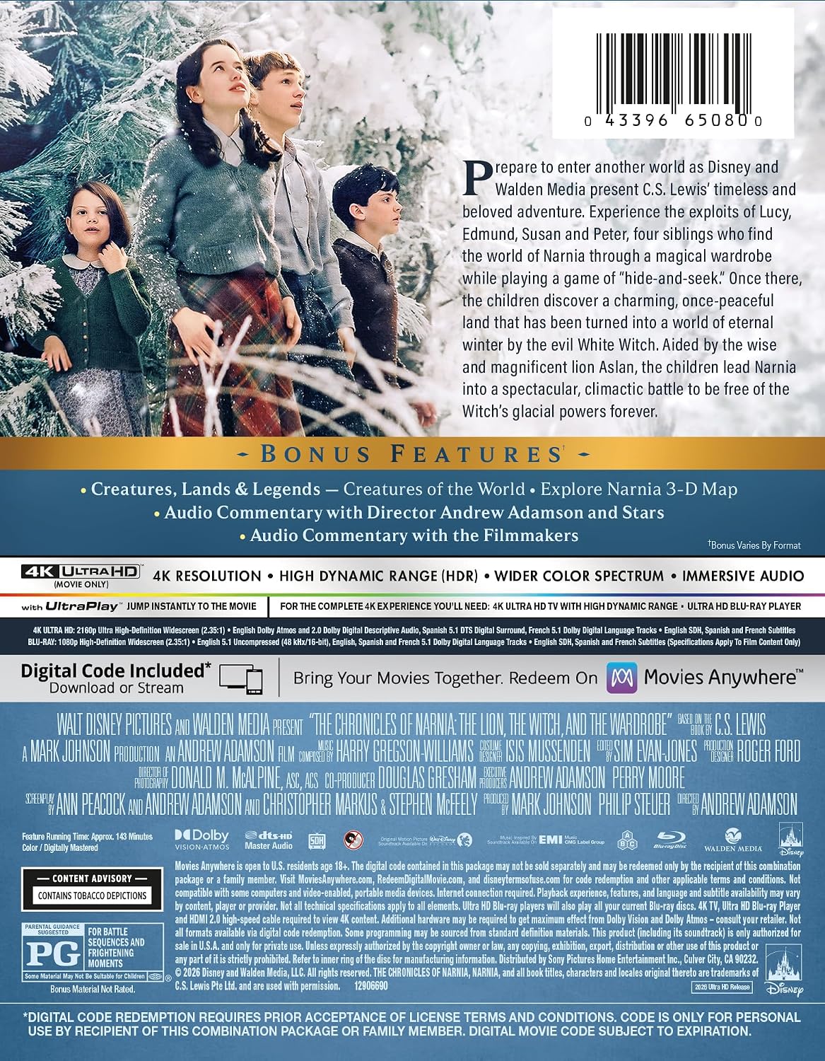 The Chronicles Of Narnia- The Lion, The Witch, And The Wardrobe 4k specs